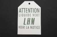 Kaart: Attention liquide vert LHM voir la notice.