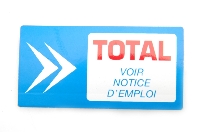 Sticker: blauw (motorolie).
