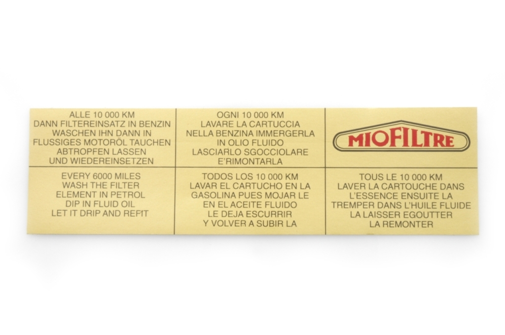Sticker: grijs luchtfilter.