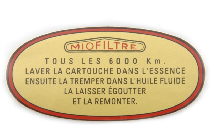 Sticker: luchtfilter, ->'65.